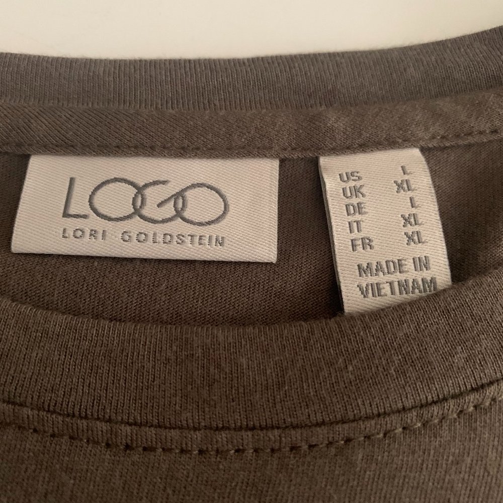 NWOT Logo Lori Goldstein Long Sleeve Dark Camo Green (Almost Brown) Shirt Sz Lg - Picture 4 of 13